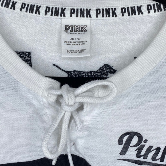 Victorias Secret PINK Bling Sequin Pure Black Triumph White Lace Up Varsity Crew - Picture 12 of 14